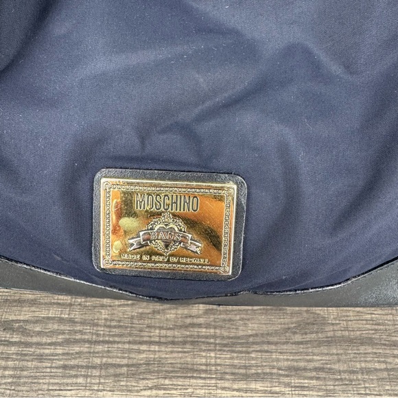 Moschino Vintage Bucket Redwall Nylon Navy Blue Shoulder Bag Crossbody - Picture 4 of 14